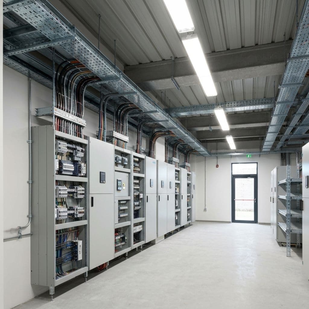Commercial electrical installation with distribution boards in a North West business premises