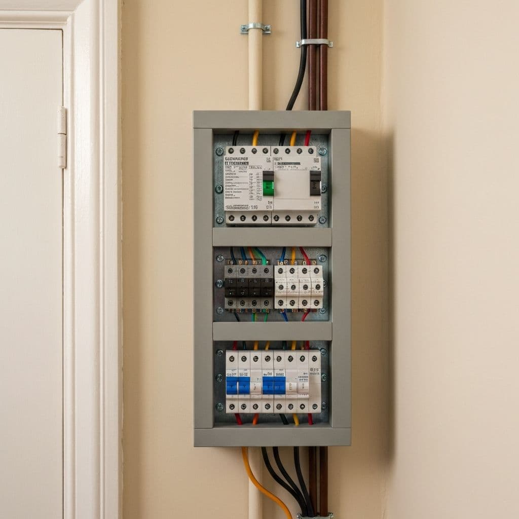 Modern consumer unit with RCD protection installed in a Lancashire home